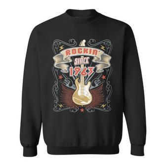 Rockin Since 1963 Vintage 60 Year Old Rock Music Lover Sweatshirt | Mazezy