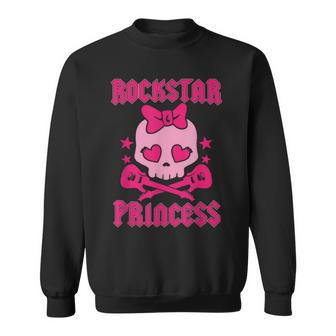 Rockstar Princess Heavy Metal Pirate Skull Pink Sweatshirt | Mazezy