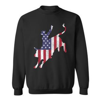Rodeo Bull Riding American Flag Patriotic Bull Rider Gift Patriotic Funny Gifts Sweatshirt | Mazezy