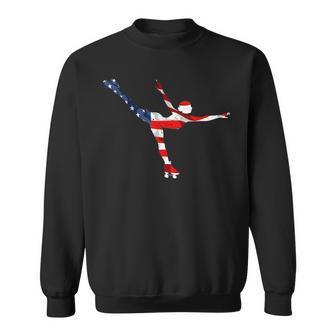 Roller Skating Sport Usa Retro American Flag 4Th Of July Usa Funny Gifts Sweatshirt | Mazezy