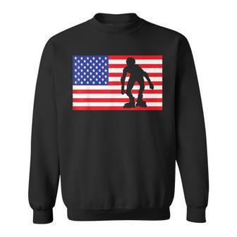 Roller Skating Usa American Flag Skater Skate 4Th Of July Usa Funny Gifts Sweatshirt | Mazezy