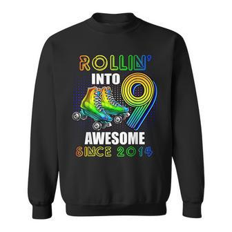Rollin Into 9 Awesome 2014 Roller Skating 9Th Birthday Boys Sweatshirt - Seseable