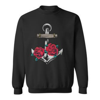 Rose And Anchor Nautical Tattoo Design Sweatshirt | Mazezy DE