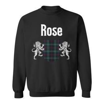 Rose Clan Scottish Name Coat Of Arms Tartan Sweatshirt | Mazezy CA