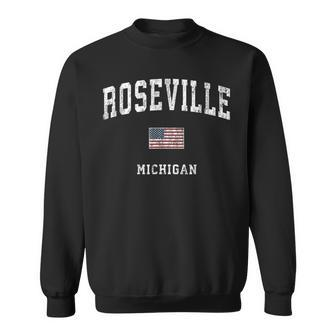 Roseville Michigan Mi Vintage American Flag Sports Sweatshirt | Mazezy AU