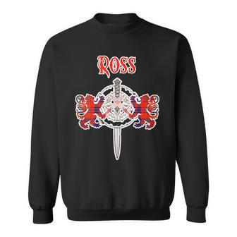 Ross Scottish Clan Family Name Tartan Lion Sword Gifts For Lion Lovers Funny Gifts Sweatshirt | Mazezy