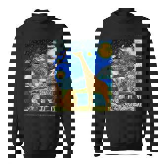Safari Night Starry Night Zoo Animals Animal Art Safari Sweatshirt | Mazezy