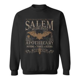 Salem Apothecary Herbalist Witch Wiccan Beige Bat Sweatshirt - Seseable