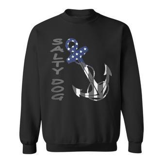 Salty Dog Blue And Grey American Flag Anchor Sweatshirt | Mazezy