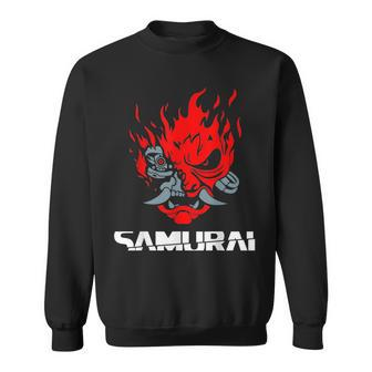 Samurai Japanese Demon Mask Edge Cyber Runners Punk Sweatshirt - Seseable