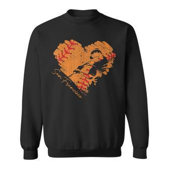San Francisco Baseball Heart Distressed Vintage Sweatshirt