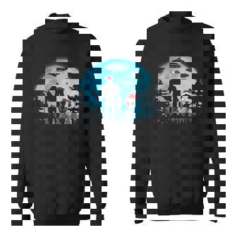 Santa Bigfoot And Alien Ufo Night Forest Christmas Sasquatch Sweatshirt | Seseable CA