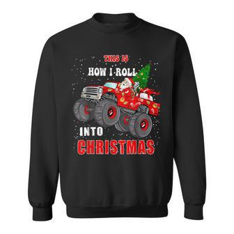 Santa Claus Monster Truck Boys Christmas Xmas Sweatshirt - Seseable