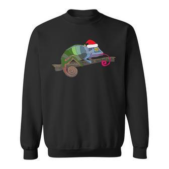 Santa Hat Chameleon Lizard Christmas Xmas Sweatshirt | Mazezy