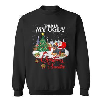 Santa Riding Rottweiler This Is My Ugly Christmas Sweater Sweatshirt - Monsterry UK