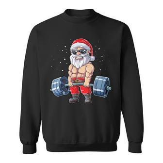 Santa Weightlifting Christmas Fitness Gym Deadlift Xmas Sweatshirt - Seseable
