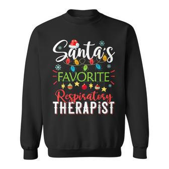 Santa's Favorite Respiratory Therapist Santa Hat Christmas Sweatshirt - Monsterry UK