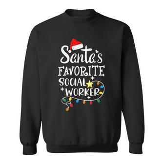 Santa's Favorite Social Worker Christmas School Social Work Sweatshirt - Seseable