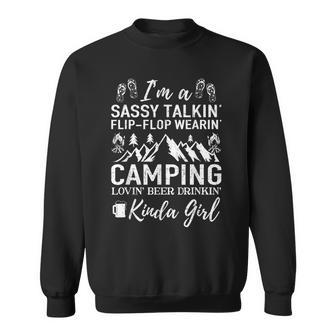 Sassy Talking Flipflop Camping Beer Girl Funny Gift Sweatshirt | Mazezy