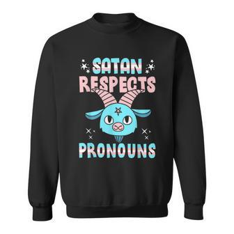 Satan Respects Pronouns Transgender Lgbtq Pride Trans Sweatshirt | Mazezy