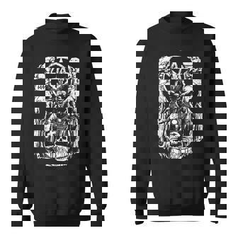 Satanic Devil With Skull Occult 666 Goat Pentagram Baphomet Sweatshirt - Seseable