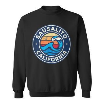 Sausalito California Ca Vintage Nautical Waves Sweatshirt | Mazezy