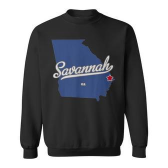 Savannah Georgia Ga Map Sweatshirt | Mazezy