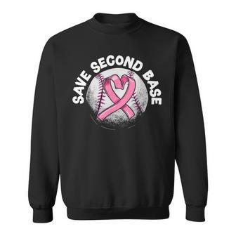 Save 2Nd Base Baseball Player Breast Cancer Awareness Sweatshirt - Monsterry UK