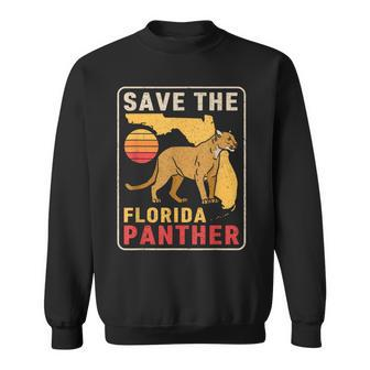 Save The Florida Panther Retro Wildlife Cougar Sweatshirt - Seseable