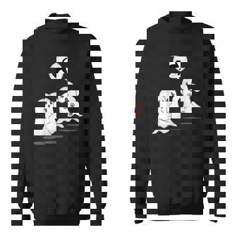 Scary Ghost Story Halloween Kitty Cat Footprints Sweatshirt | Mazezy