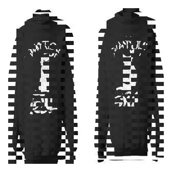Scary Halloween Cat I Want Your Soul Kitty Cats Sweatshirt | Mazezy