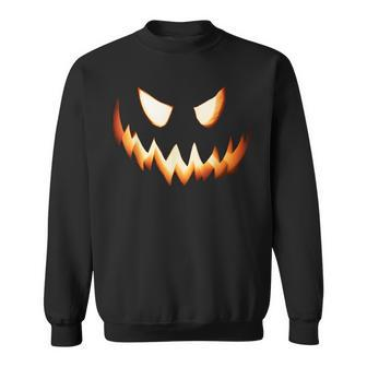 Scary Spooky Jack O Lantern Face Pumpkin Halloween Boys Sweatshirt - Monsterry