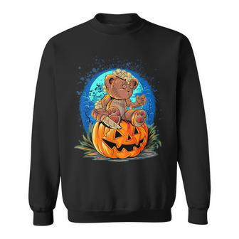 Scary Teddy Bear Pumpkin Halloween Moon All Hallows’ Eve Sweatshirt | Mazezy