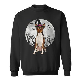 Scary Toy Fox Terrier Dog Witch Hat Halloween Sweatshirt | Mazezy