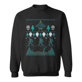 Sci Fi Bigfoot Aliens Yeti Ugly Christmas Sweater Sweatshirt | Mazezy