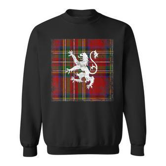 Scottish Tartan Red Plaid Lion Royal Stewart Clan Sweatshirt | Mazezy