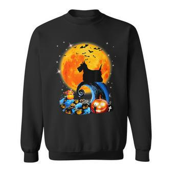 Scottish Terrier And Yellow Moon Halloween Dog Lover Sweatshirt - Monsterry DE