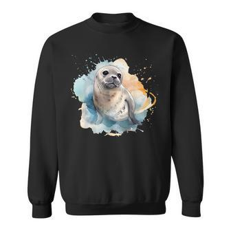 Seal Watercolor Sea Lion Sweatshirt | Mazezy