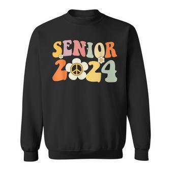 Senior 2024 Hippie Peace Love Seniors Back To School Sweatshirt | Mazezy