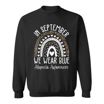 In September We Wear Blue Alopecia Areata Awareness Month Sweatshirt - Seseable