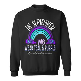 In September We Wear Teal Purple Ribbon Suicide Prevention Sweatshirt | Mazezy