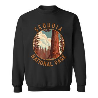 Sequoia National Park Illustration Distressed Circle Sweatshirt - Seseable