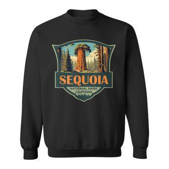 Sequoia National Park Illustration Travel Retro Badge Sweatshirt - Thegiftio UK