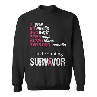 Seven 7 Years Survivor Breast Cancer Awareness Sweatshirt | Mazezy
