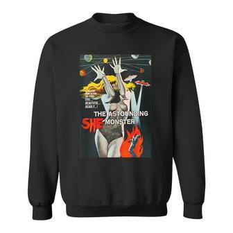 Sexy Blonde Classic Halloween Monster Poster Horror Movie Halloween Funny Gifts Sweatshirt | Mazezy