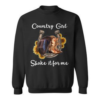 Shakes It For Me Country Music Cowgirl Boots Sunflower Sweatshirt | Mazezy
