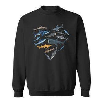 Shark Heart Sea Animal Underwater Shark Lover Sweatshirt - Seseable