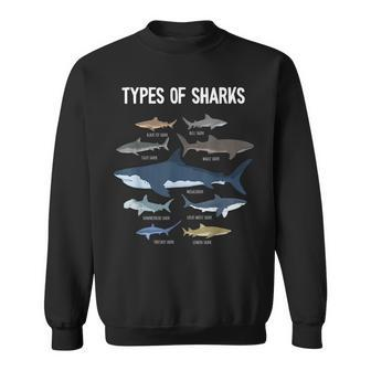 Shark Lover Types Of Sharks Kinds Of Sharks Shark Sweatshirt - Monsterry