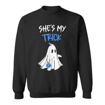 She's My Trick Halloween Costume Adult Matching Couple Lover Sweatshirt - Monsterry DE