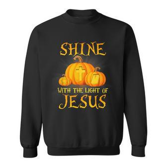 Shine With The Light Of Jesus Christian Halloween Pumpkin Sweatshirt | Mazezy CA